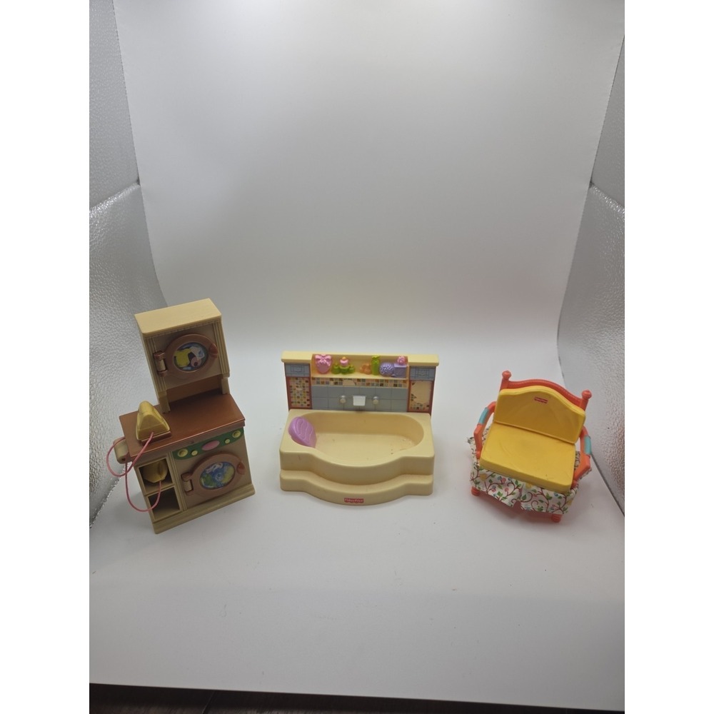 Fisher-Price Loving Family dollhouse furniture Bathtub Washer‎ Chair